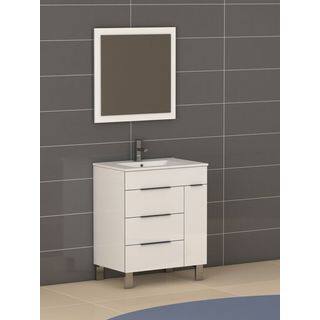Eviva Geminis® 28 Inch White Modern Bathroom Vanity with White Integrated Porcelain Sink