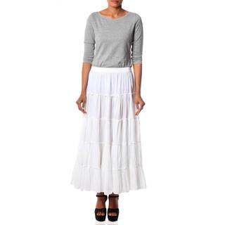 Handmade Cotton 'Frilly White' Skirt (India)