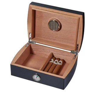 Visol Blackburn Carbon Fiber Look Cigar Humidor - Holds 25 Cigars