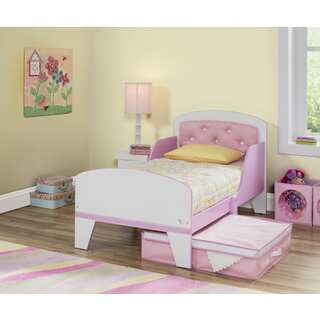 Jack and Jill Pink/ White Toddler Bed with Upholstered Headboard