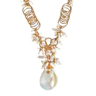 Exotic Cultured Freshwater Pearl and Shell Chain Statement Necklace (Philippines)