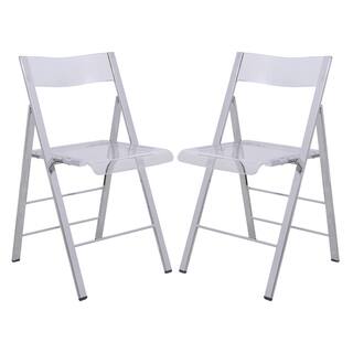 LeisureMod Menno Transparent Folding Chair (Set of 2)