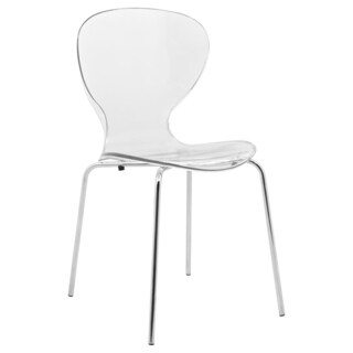 LeisureMod Oyster Clear Side Chair