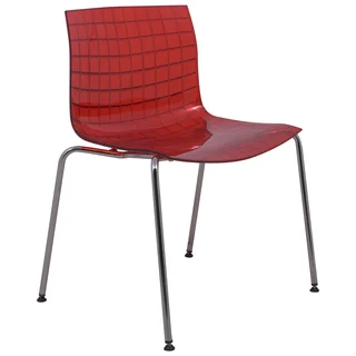 LeisureMod LeisureMod Ashville Transparent Chrome Leg Red Side Chairs