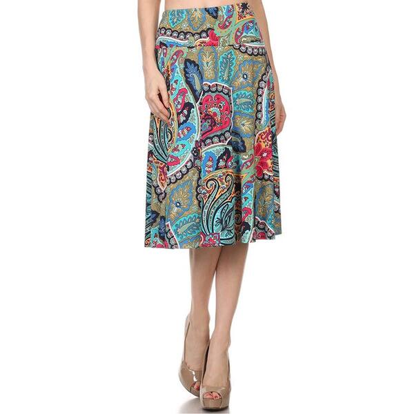 MOA Collection Women's Reg and Plus Size Paisley Print Skirt