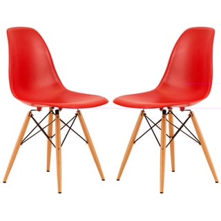 LeisureMod Dover Red Side Chair (Set of 2)
