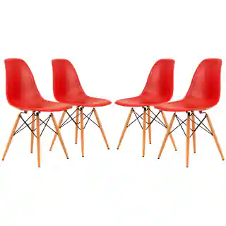 LeisureMod Dover Red Side Chair (Set of 4)