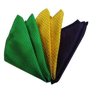 Dmitry Men's Green/ Yellow/ Purple Italian Silk Pocket Squares (Pack of 3)