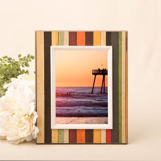 Distressed wood look vertical striped frame for 8" x 10" photo