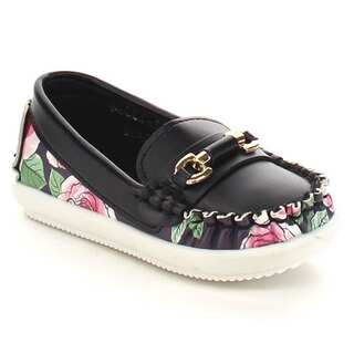 VIA PINKY BECCY-63B Children Girl Slide On Moccasin Top Flat Loafers