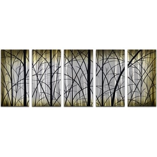 My Art Outlet 'Imposing Trees' 5-piece Handmade Modern Metal Wall Art