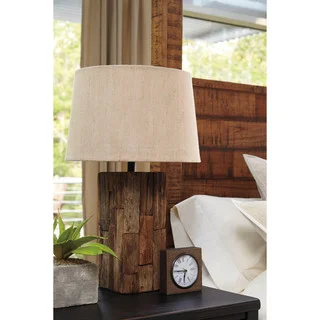 Signature Design by Ashley Selemah Light Brown Wood Table Lamp