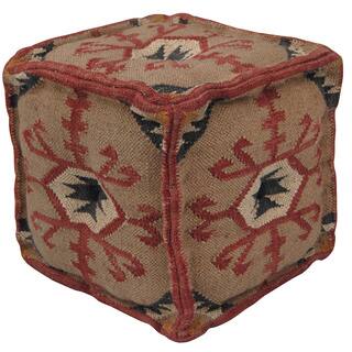 Herat Oriental Indo Handmade Wool/ Jute Puff