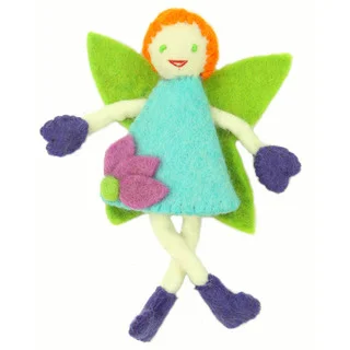 Hand Felted Tooth Fairy - Red Hair with Blue Dress - Global Groove