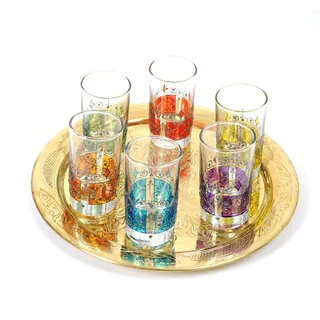 Set of 6 Moorish Style Hand-painted Tea Glasses (Tunisia)