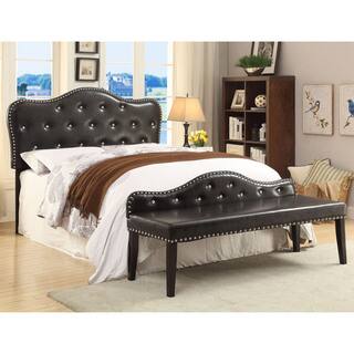Furniture of America Little Missy 2-piece Black Tufted Headboard and Bench Set