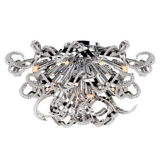 Metro Candelabra 19-light Chrome Finish and Clear Crystal 26-inch Wide Extra Large Ceiling Flush Mount