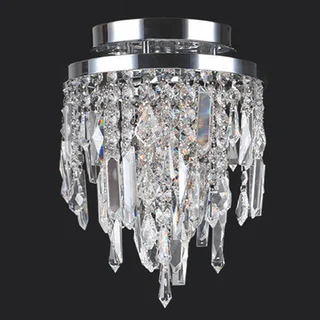Metro Candelabra 1 light Chrome Finish Crystal Icicles 8-inch Wide Small Ceiling Flush Mount