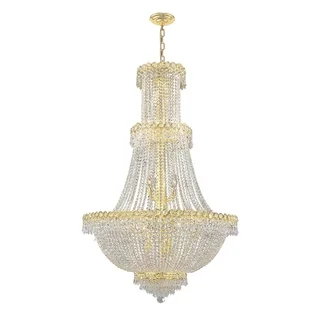 French Empire 17 Light Gold Finish Crystal Regal Chandelier Large