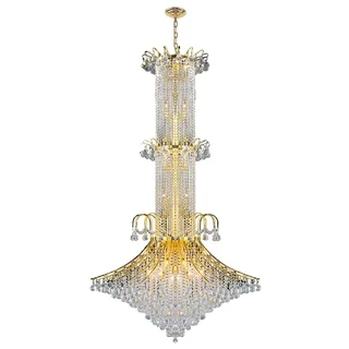 French Empire 20 Light Gold Finish Crystal Regal Chandelier Large