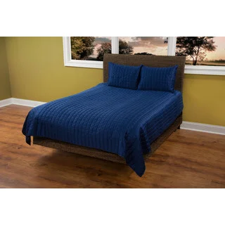 Rizzy Home Satinology Navy 3-piece Quilt Set