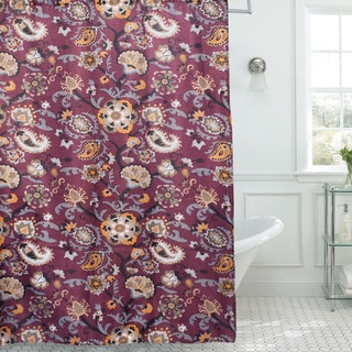 Floral Paisley Print Diamond Texture 13-piece Shower Curtain and Roller Hooks Set