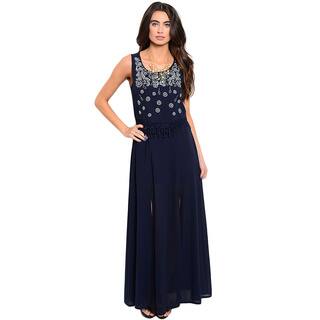 Shop the Trends Women's Sleeveless Maxi Dress With Scooped Neckline And Flounce Layer On Hem
