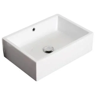 20-in. W x 14-in. D Above Counter Rectangle Vessel In White Color For Deck Mount Faucet