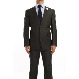 Verno Solari Men's Dark Grey Classic Fit Italian Styled Two-Piece Suit