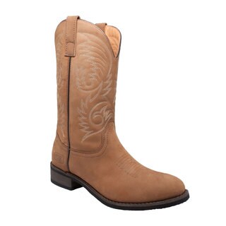 Men's 11-inch Round Toe Western Pull-on Boots Tan