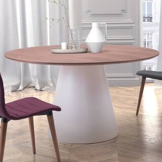 Query Contemporary Round Walnut Top and White Cone Dining Table
