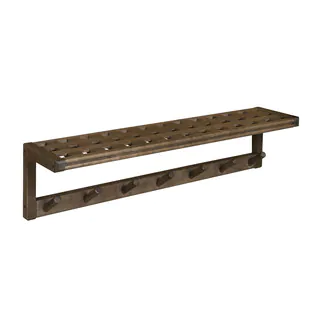 New Ridge Home Beaumont Solid Birch Wood Antique Chestnut Large Peg Rack with Shelf