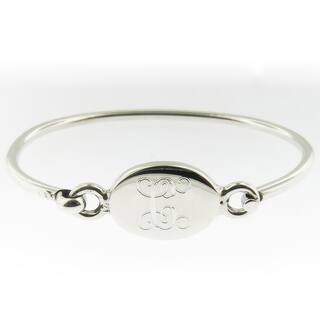 Handmade Sterling Silver Personalized Oval Hinged Baby Bracelet (Mexico)