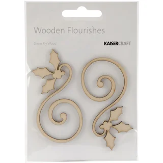 Wood Flourishes 2/Pkg-Holly Curl