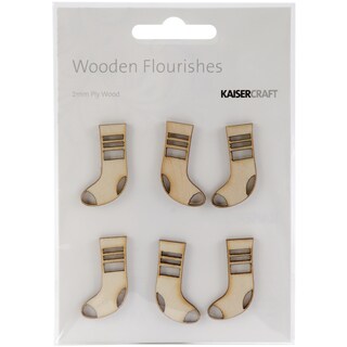 Wood Flourishes 6/Pkg-Mini Stockings