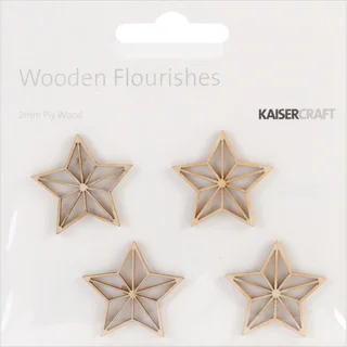 Wood Flourishes 4/Pkg-Mini Stars