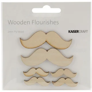 Wood Flourishes 6/Pkg-Mustaches