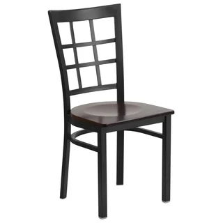 HERCULES Series Window Back Metal Restaurant Chair - Wood Seat