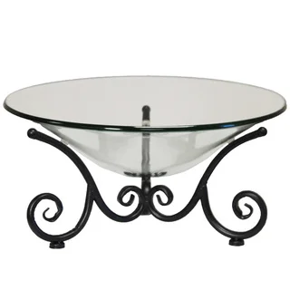 Decorative Iron Scroll Stand with Round Glass Bowl