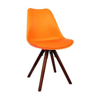 Viborg Mid Century Orange Side Chair with Walnut Base (Set of 2)
