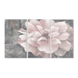 Stupell Pastel Pink Peony on Grey 3-piece Triptych Wall Plaque Set