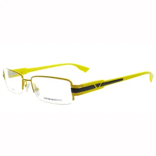 Emporio Armani Men's Yellow Semi-Rimless Metal Rectangle Eyeglasses