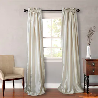 Heritage Landing 96-inch Faux Silk Lined Curtain Panel Pair in Silver (As Is Item)
