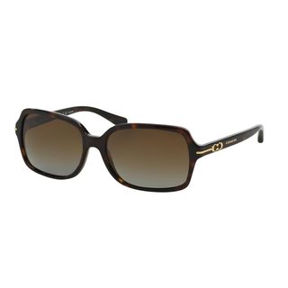 Coach Women's HC8116 Tortoise Plastic Rectangle Polarized Sunglasses