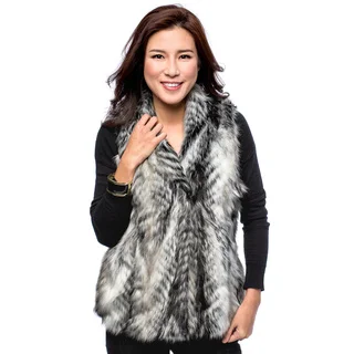 Women's Animal Fur Hook and Eye Vest