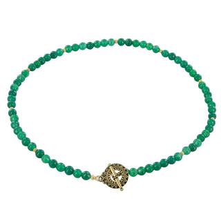 Ashanti Emerald Green Agate 14 Karat Gold Filled Handmade Necklace (Sri Lanka)