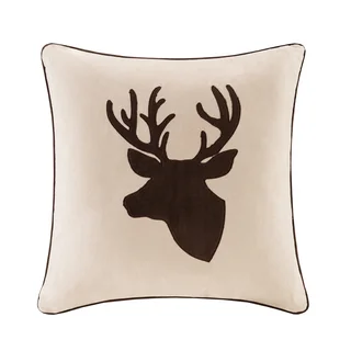 Madison Park Deer Embroidered Suede 20-inch Throw Pillow