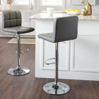 Clay Alder Home Galena Chrome and Faux Leather Height-adjustable Barstools (Set of 2)