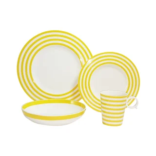 Red Vanilla Freshness Lines Yellow 4-Piece Place Setting