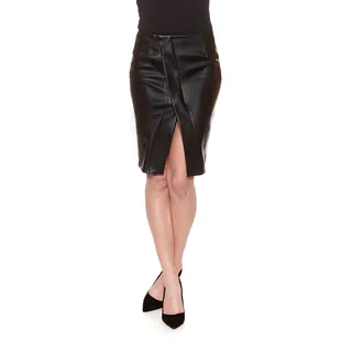 Bailey44 Women's Ricketts Black Faux Leather Pencil Skirt
